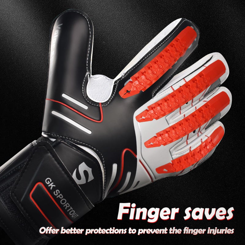 Sportout Youth&Adult Goalie Goalkeeper Gloves,Strong Grip for The Toughest Saves, with Finger Spines to Give Splendid Protection to Prevent Injuries,3 Colors (Black, 10) - Image 5